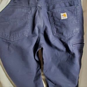 Carhartt 35x30 Flame Resistant Navy Work Pants FRB 159 Midweight Canvas Loose